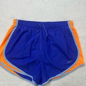 Nike Blue and Orange Athletic Shorts with Elastic Waistband